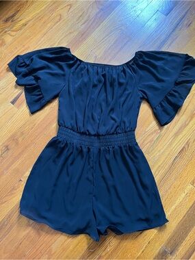 Black Off-Shoulder Short Romper